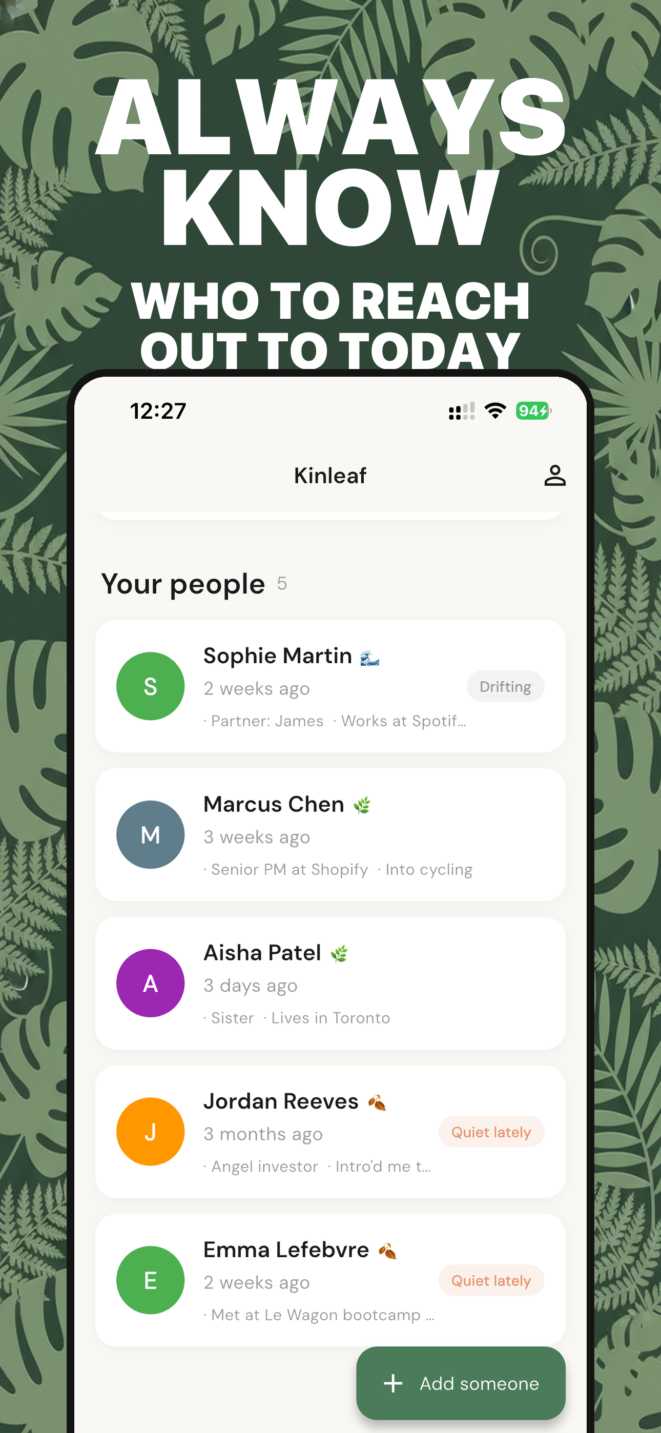 Setting how often you want to check in on someone