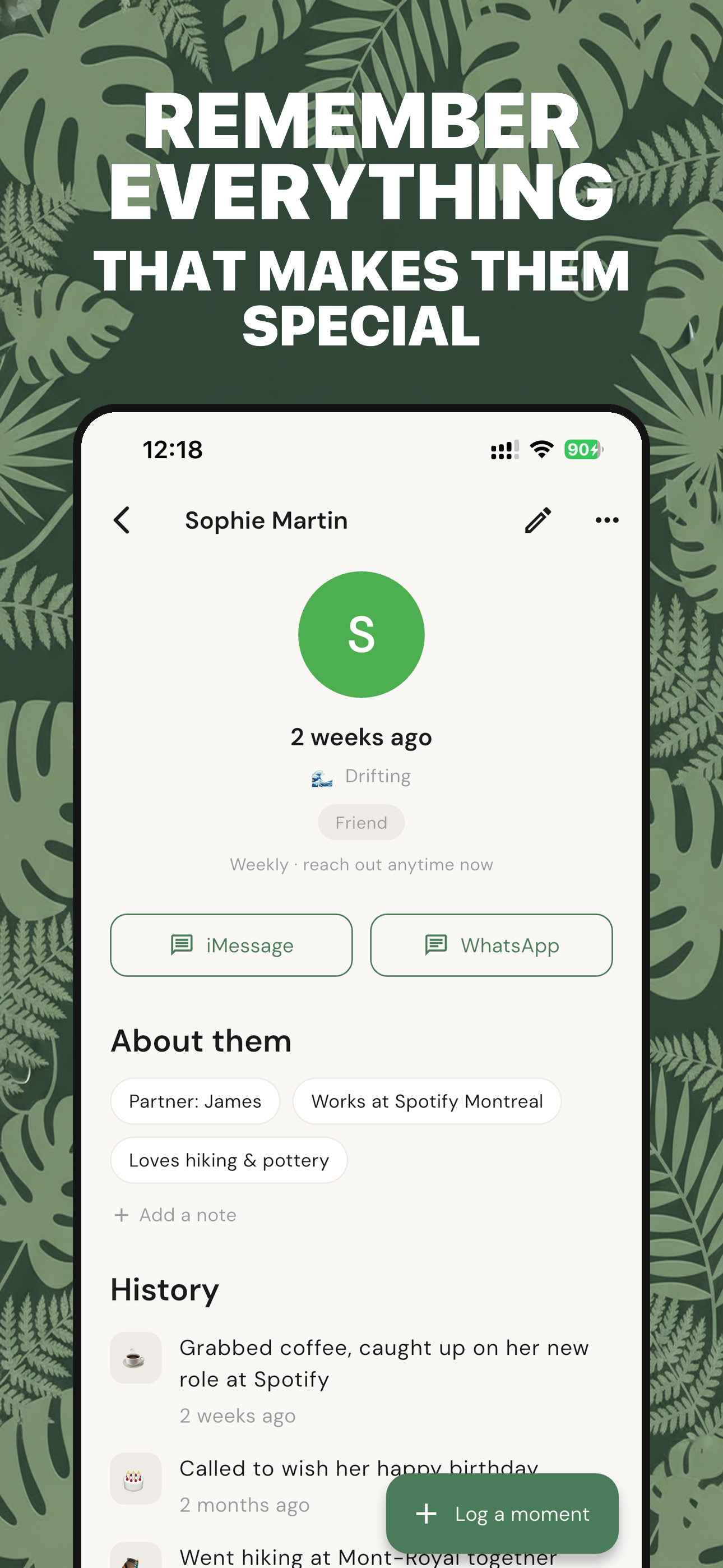 Notes that help you remember what matters to each person